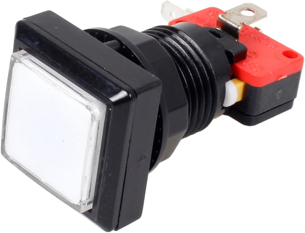 10x Arcade Square Shape LED Illuminated Push Button with Micro Switch Compatible for Arcade Machine Gaming Video Game
