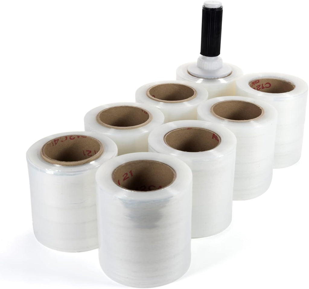 5" x 700' Stretch Wrap Mini Rolls, 120 Ga (8-Pack) - USA-Made