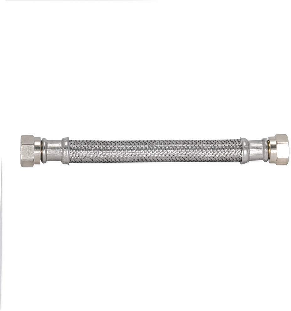 48141 Braided Stainless Steel Faucet Connector with 3/8 inch Comp Connection, 6 inch