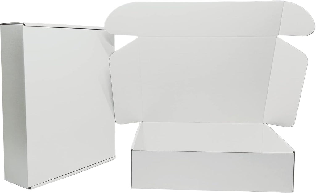 Small Corrugated Mailer Boxes 12x9x3 Inches (White,Pack of 5)