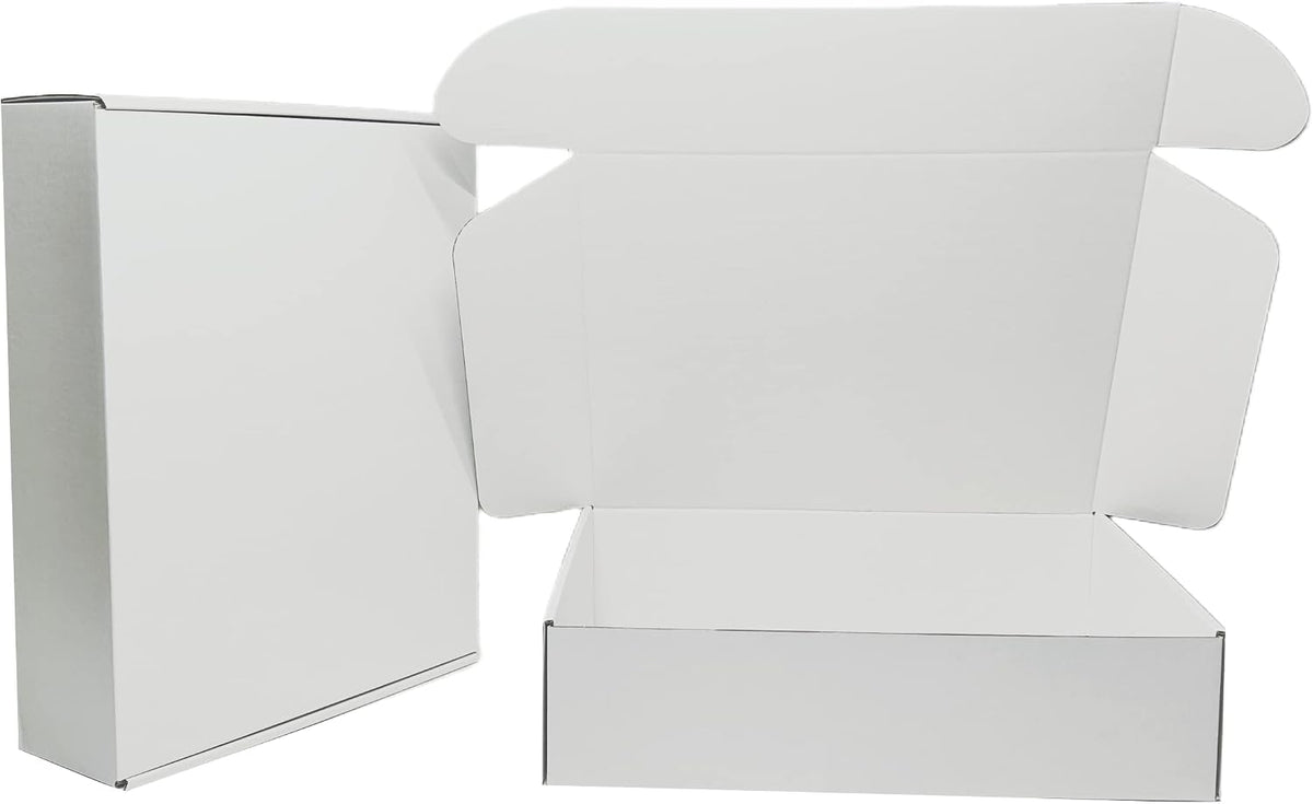 Small Corrugated Mailer Boxes 12x9x3 Inches (White,Pack of 5)