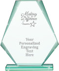 Personalized Trophy Awards - 6" Custom Jade Pyramid Crystal Award with Engraving