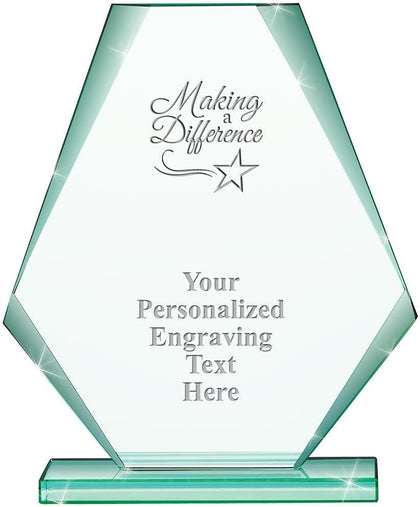 Personalized Trophy Awards - 6" Custom Jade Pyramid Crystal Award with Engraving