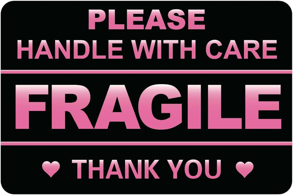 2x3 inch 200 PCS Black Fragile Stickers for Shipping