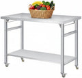 48x24" NSF Stainless Steel Folding Prep Table w/ Undershelf & Casters