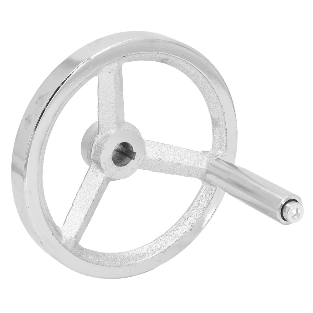 Anu Limen 16x160mm Lathe Handwheel, Cast Iron Chrome Plated Handwheel with Removable Handle for Milling Machine, Silver