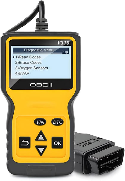 OBD2 Scanner Code Reader for Car Check Engine, Yellow | CAN Diagnostic Tool, Read and Erase Fault Codes, Probe for