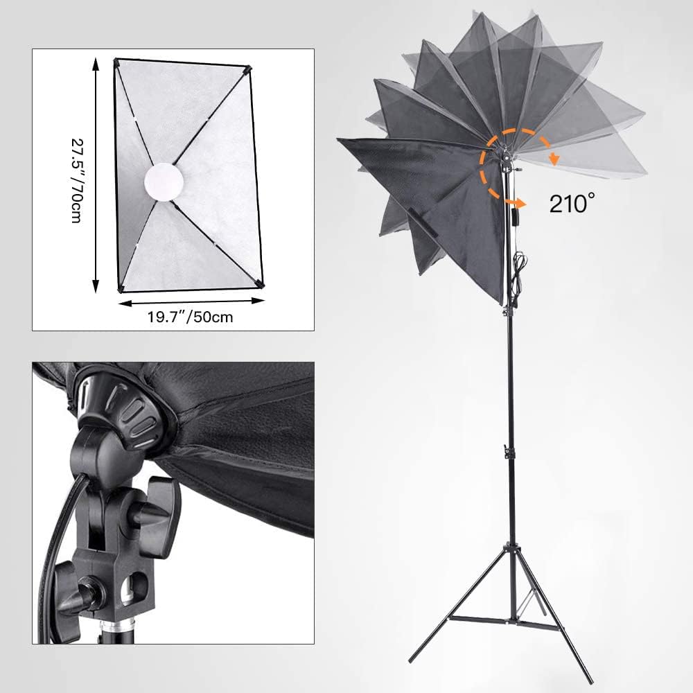 【Upgrade LED】 MOUNTDOG Softbox Lighting Kit, Photography Studio Light with 19.7"X27.5" Reflector and 3 Colors