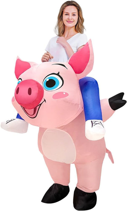 Inflatable Costume Adult,Ride on Pig Costume Inflatable Halloween Costume Women Adult Size,Blow up Costumes for Adult