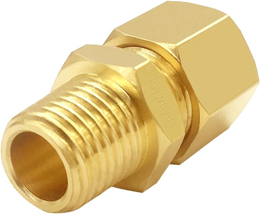 Joywayus 2 Pack Brass 1/4" NPT Male x 3/8" Tube OD Pipe Fittings