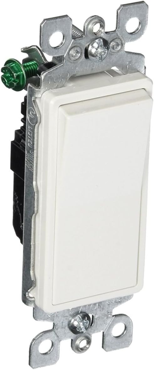 Leviton 5601-2WM 6 Pack 15Amp 120/277V Decora Rocker Single Pole AC Quiet Switch, White