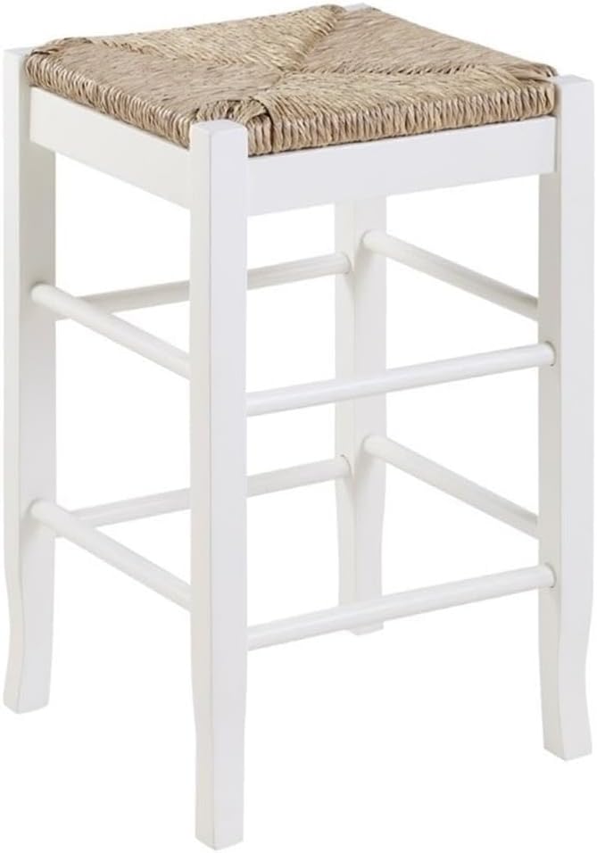 Square Rush Backless Counter Height Kitchen Stool - Cream