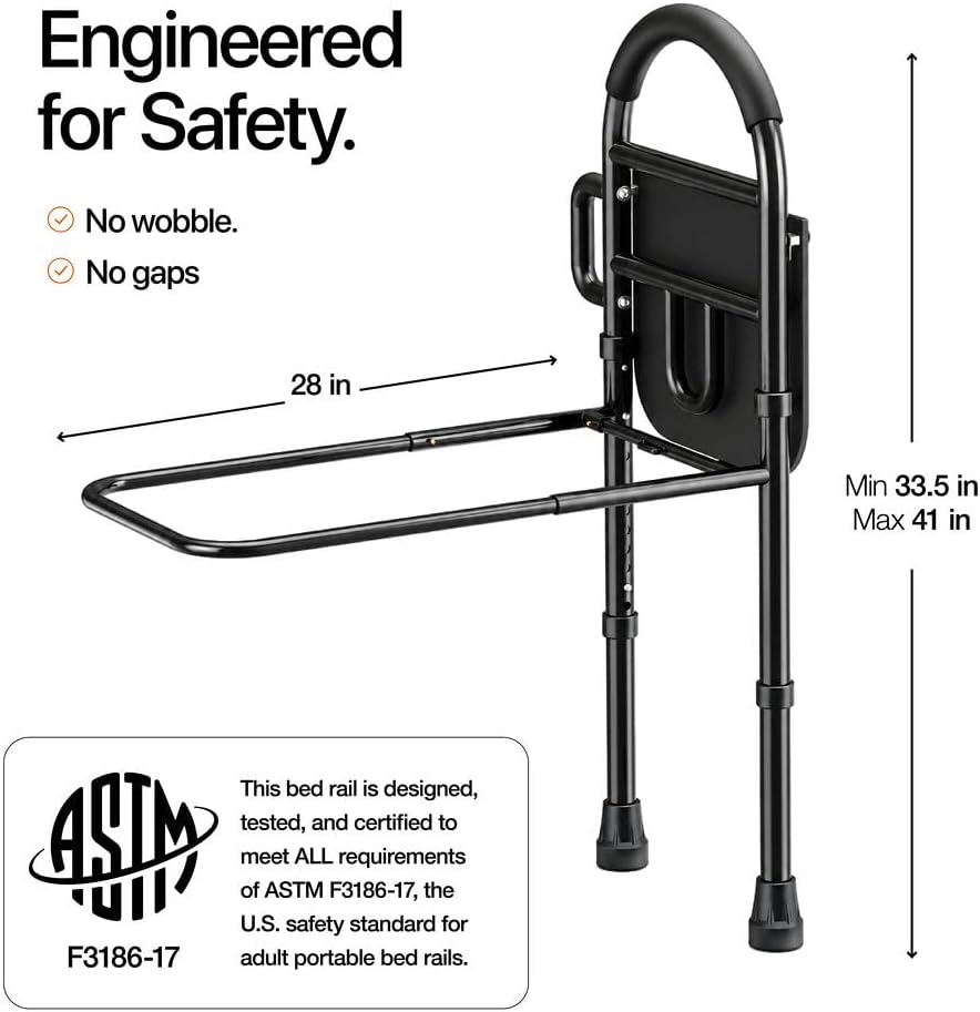 Bed Rails for Elderly Adults Safety Bed Assist Rails for Seniors with Adjustable Heights ASTM Approved Easy to get in