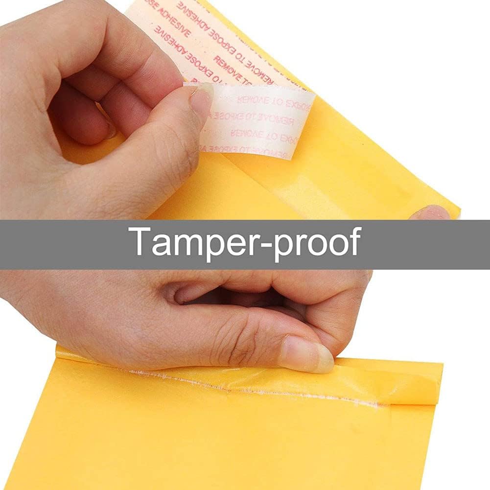 Kraft Bubble Mailers 4x8 Inch 100 Pcs,Small Self-Sealing Mail Shipping Bags,Yellow Padded Envelopes #000