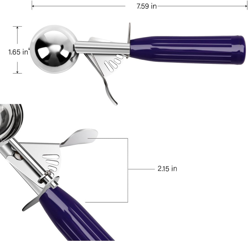 TOPKITCHEN Commercial-Grade Ice Cream Scoop 0.75 oz, 18/8 Stainless Steel Cookie Scoop with Plastic Handle, Portion