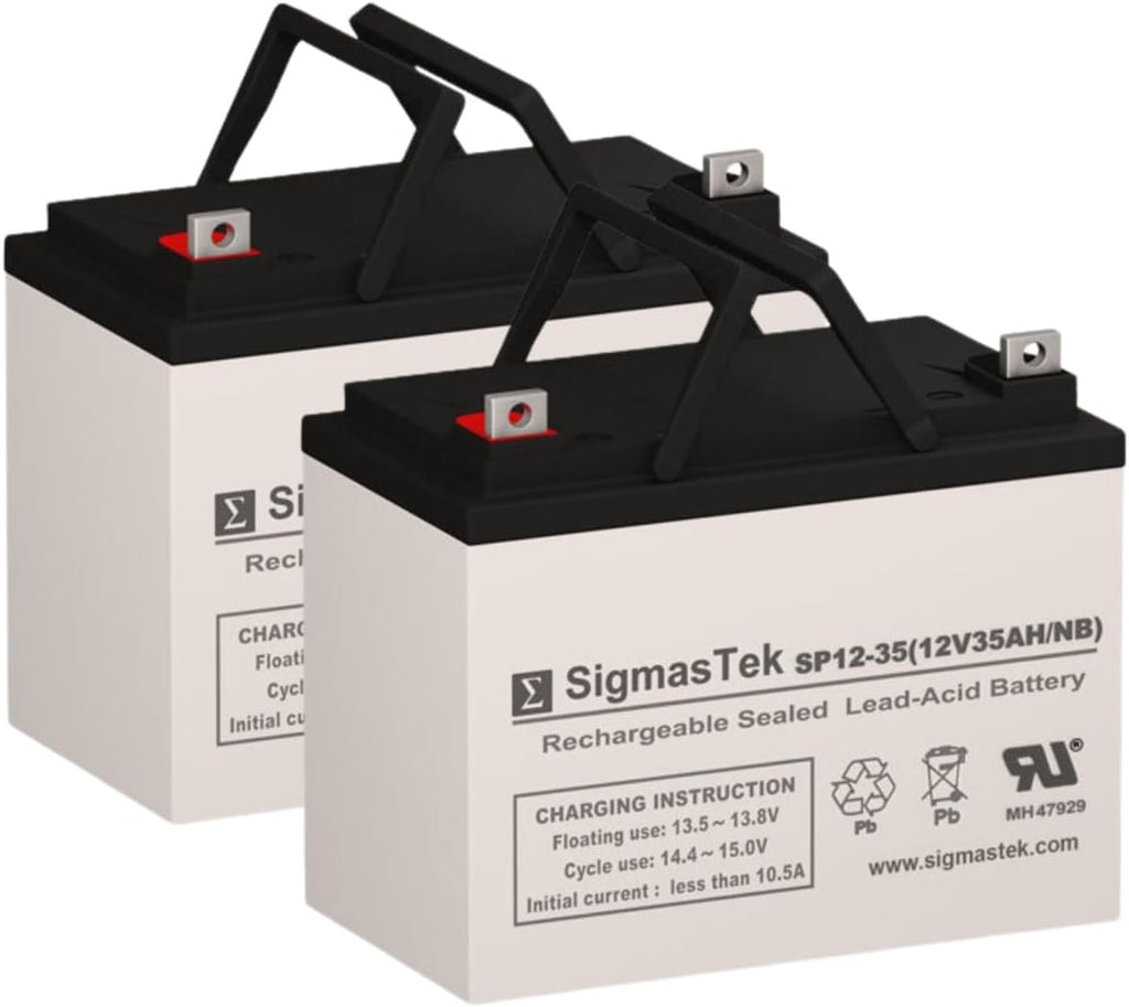 Hoveround MPV5 Wheelchair Battery Replacement Set by SigmasTek - 2 x 12 Volt 35AH