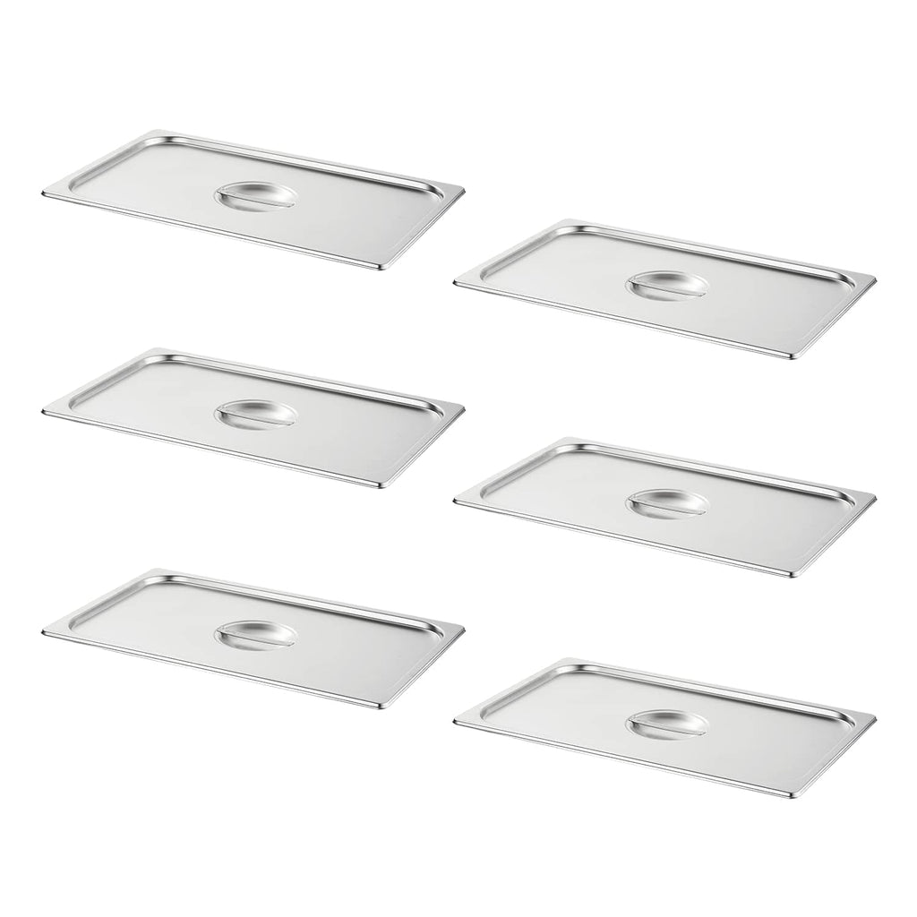 6-Pack Full Size Hotel Pan Cover, Stainless Steel Solid Steam Table Catering Food Pan Lid with Handle, 23 Gauge