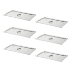 6-Pack Full Size Hotel Pan Cover, Stainless Steel Solid Steam Table Catering Food Pan Lid with Handle, 23 Gauge