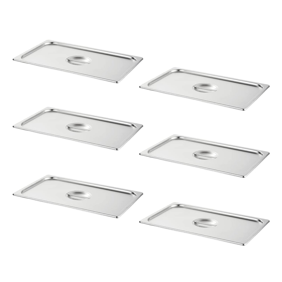 6-Pack Full Size Hotel Pan Cover, Stainless Steel Solid Steam Table Catering Food Pan Lid with Handle, 23 Gauge