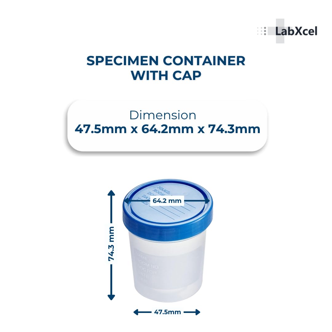 Polypropylene Clear Specimen Containers with Screw Cap – 4.5oz (120mL) Sample Collection Cups for Urine, Stool &