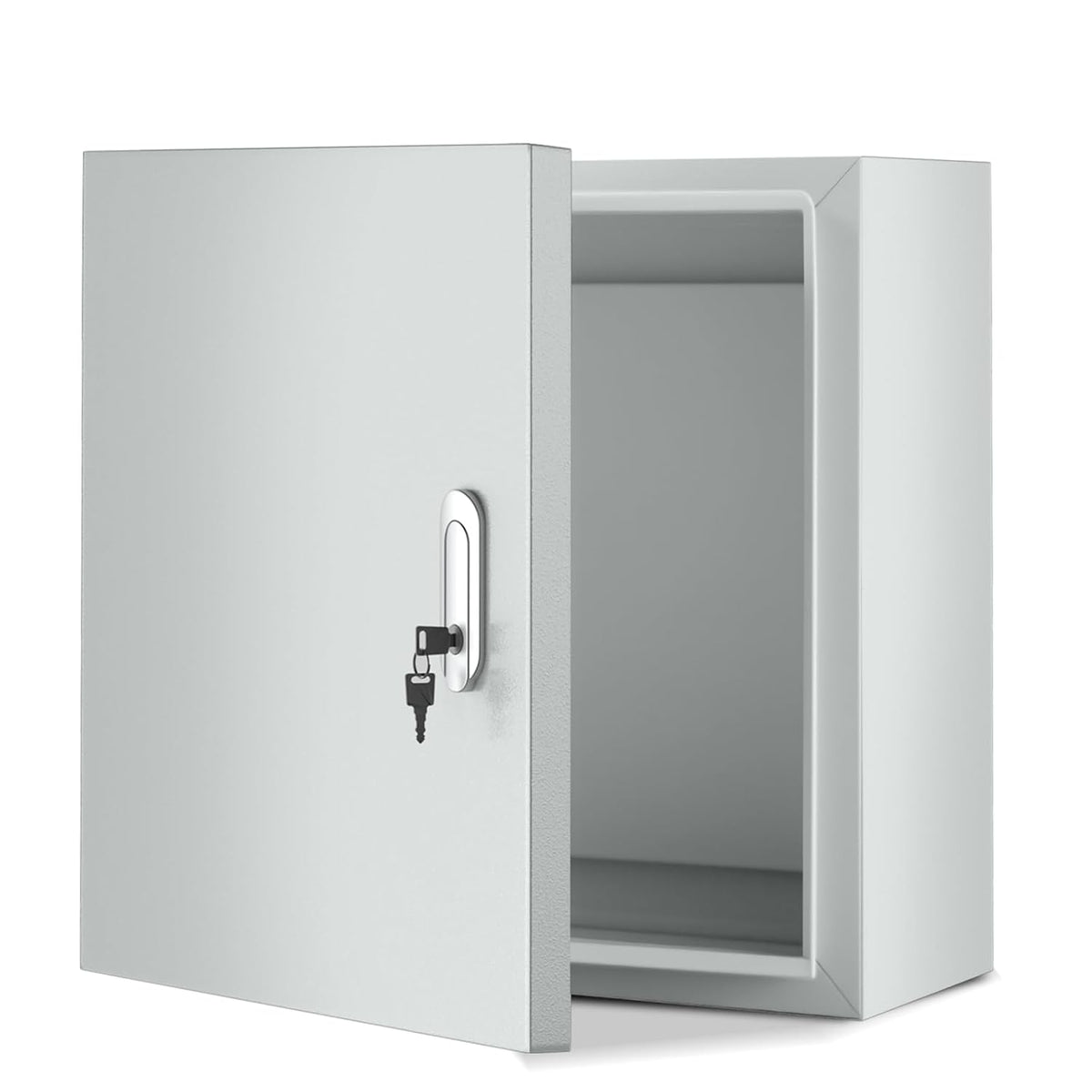 Steel Electrical Enclosure, 12 x 10 x 6'' Outdoor Wall-Mounted Weatherproof Box, Lockable Lid & Integrated Mounting Plate for Industrial/Commercial Electrical Installations