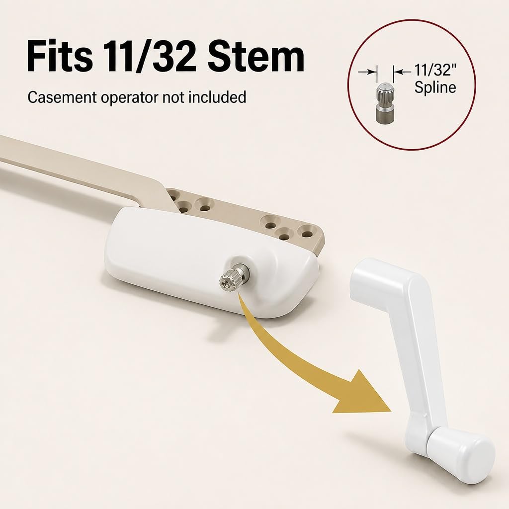 H 4320 Casement Operator Crank Handle with 11/32 In. Bore, White (2 Pack)