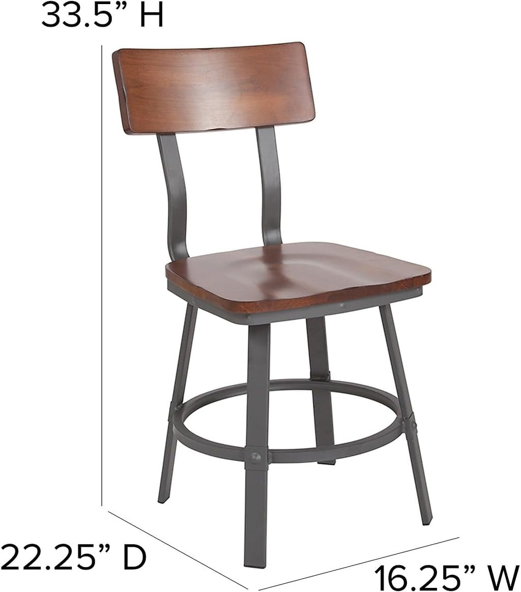 Wood Restaurant Chair, Rustic Walnut