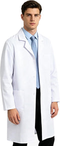 White Lab Coat Men,Doctor Costume Adult,Halloween Costumes for Men | Medical Lab Coat,Thick,3 Pocket,Long