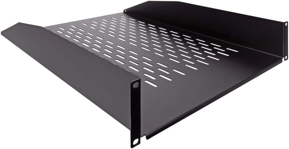 NavePoint 2U 19-Inch Universal Vented Rack Mount Cantilever Fixed Server Cabinet Shelf 22-Inches Deep Black