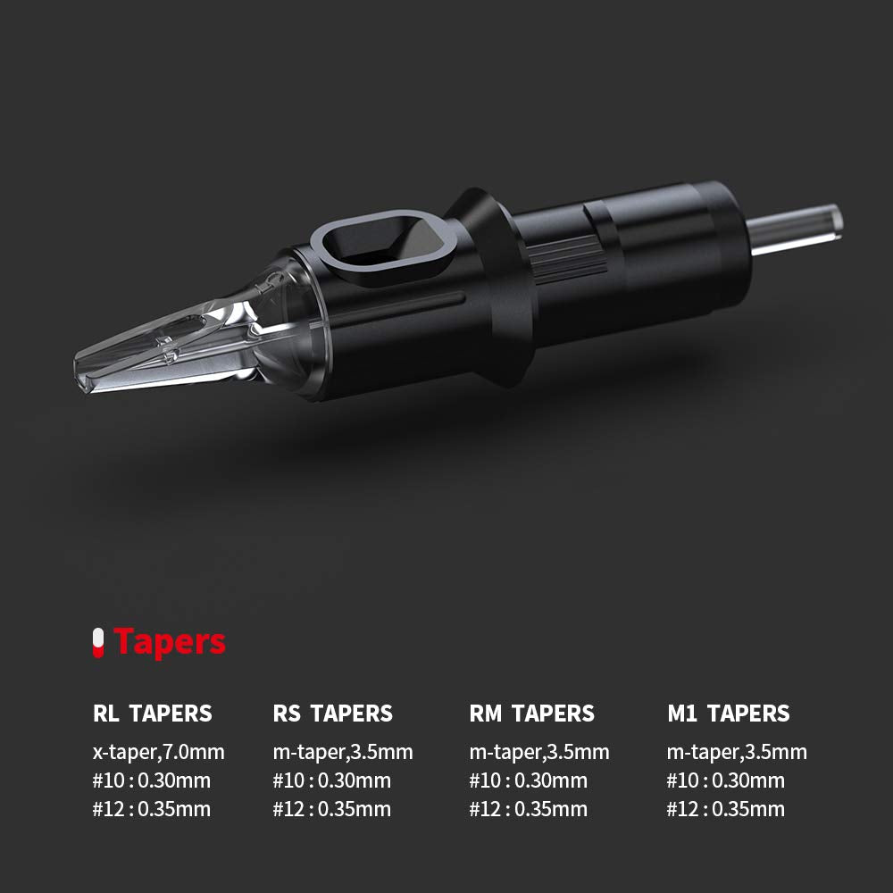 #10(15RM) Bugpin Disposable Tattoo Needle Cartridges with Membrane Safety Cartridges for Tattoo Artists Curved/Round