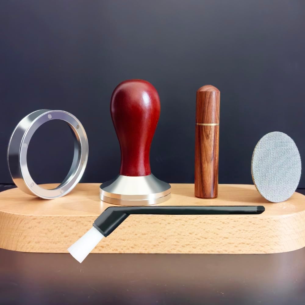 5Pcs/Set Espresso Tamper 51mm Accessories Kit, 51mm Coffee Tamper Espresso Tools Set with WDT Tool, Puck Screen