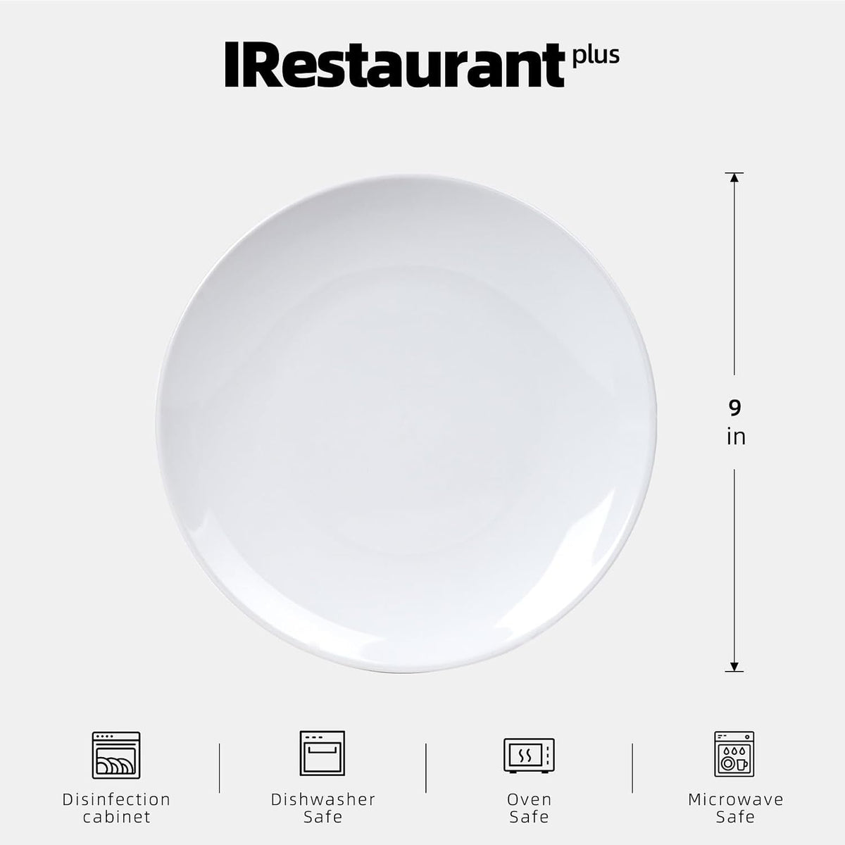 Stoneware Coupe Commercial Grade Dinnerware, Bright White Plate 9", Case of 24
