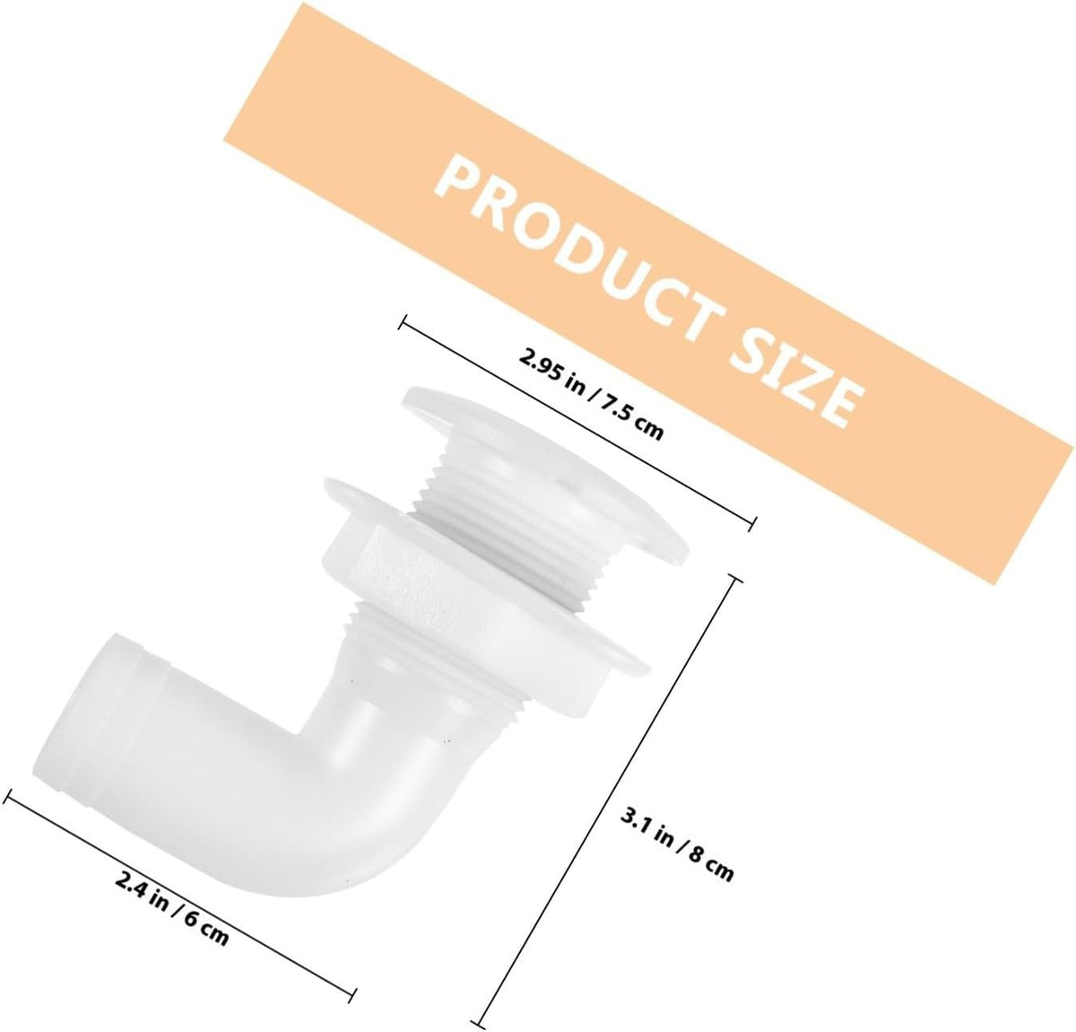 Abaodam Boat Scupper Drain Fitting Degree Plastic for Boat Plumbing
