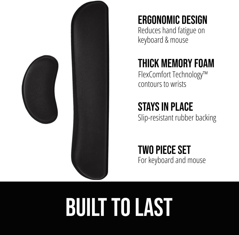 Silky Memory Foam Wrist Rest for Computer Keyboard, Mouse, Ergonomic Design for Typing Pain Relief, Desk Pads Support