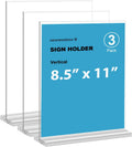 8.5x11 Acrylic Sign Holder 3 Pack Vertical Double-Sided Display (Optional 8.5x11 8.5x5.5 5x7 Horizontal and Vertical)