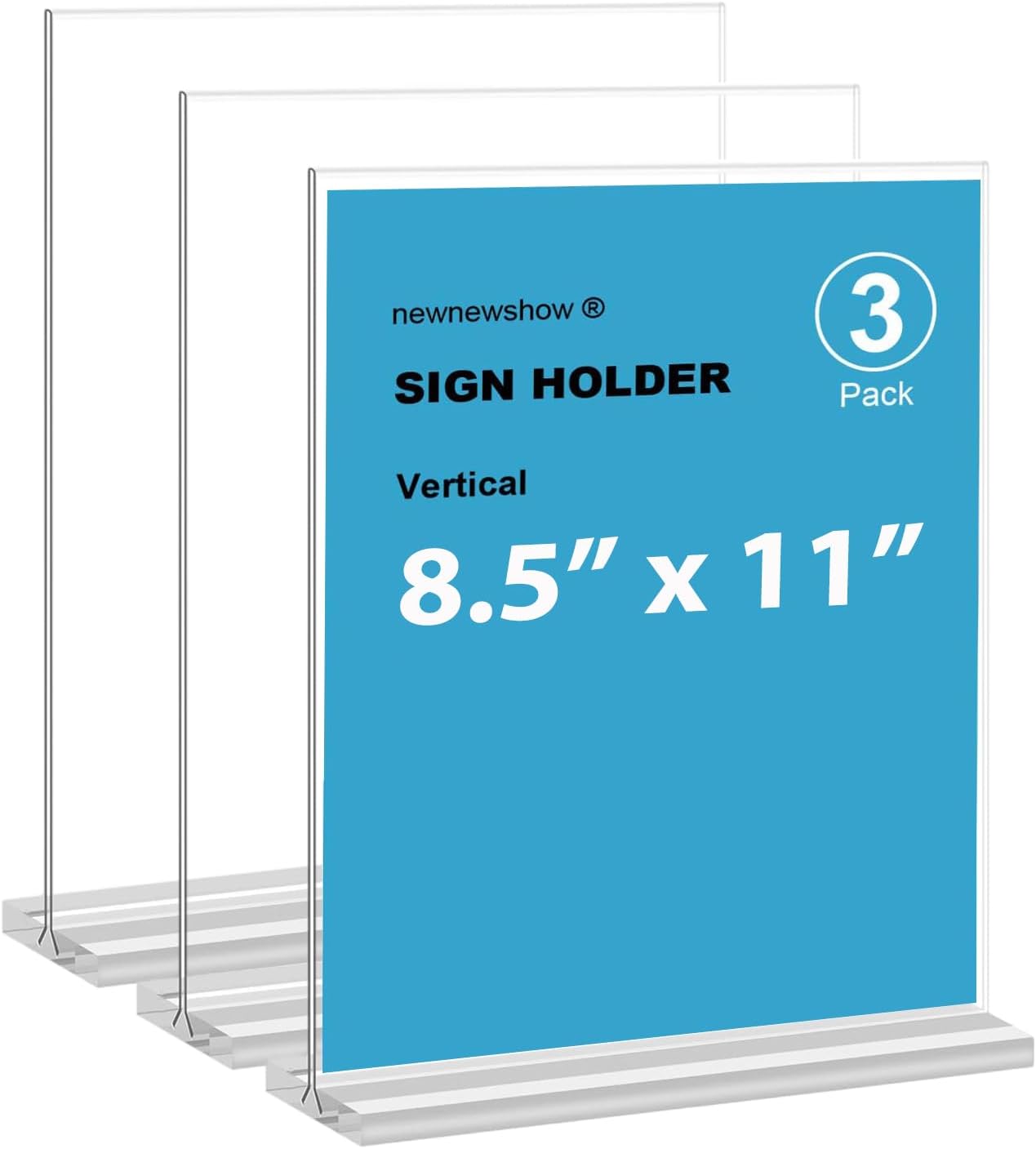 8.5x11 Acrylic Sign Holder 3 Pack Vertical Double-Sided Display (Optional 8.5x11 8.5x5.5 5x7 Horizontal and Vertical)