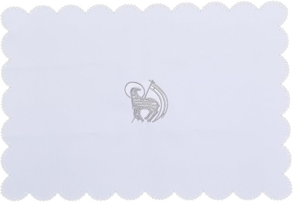 Church Mass Altar Cloth Purificator Cloth Cross Embroidery (White)