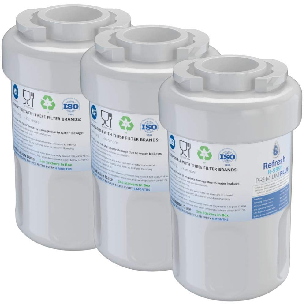 Refresh Plus Refrigerator Water Filter Replacement for GE MWF, MWFP, 3-Pack