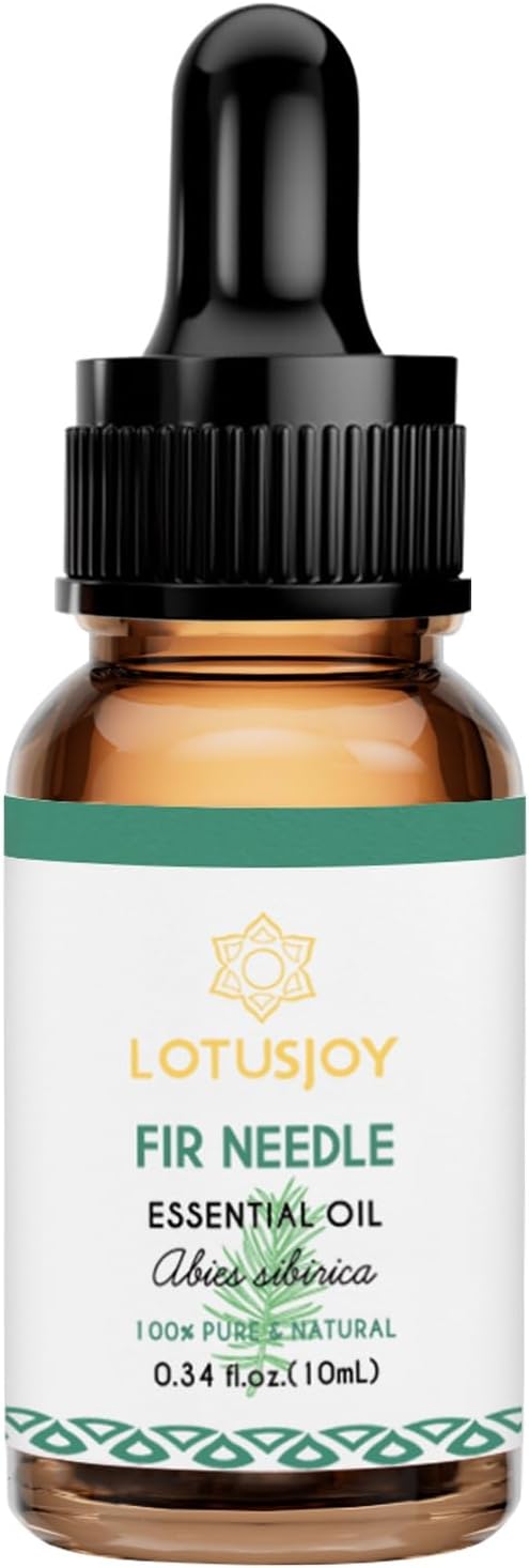 Fir Needle Essential Oil, for Diffuser, Skin, Massage, 0.34 Oz | 100% Pure, Organic, Amber Glass Bottle with Dropper