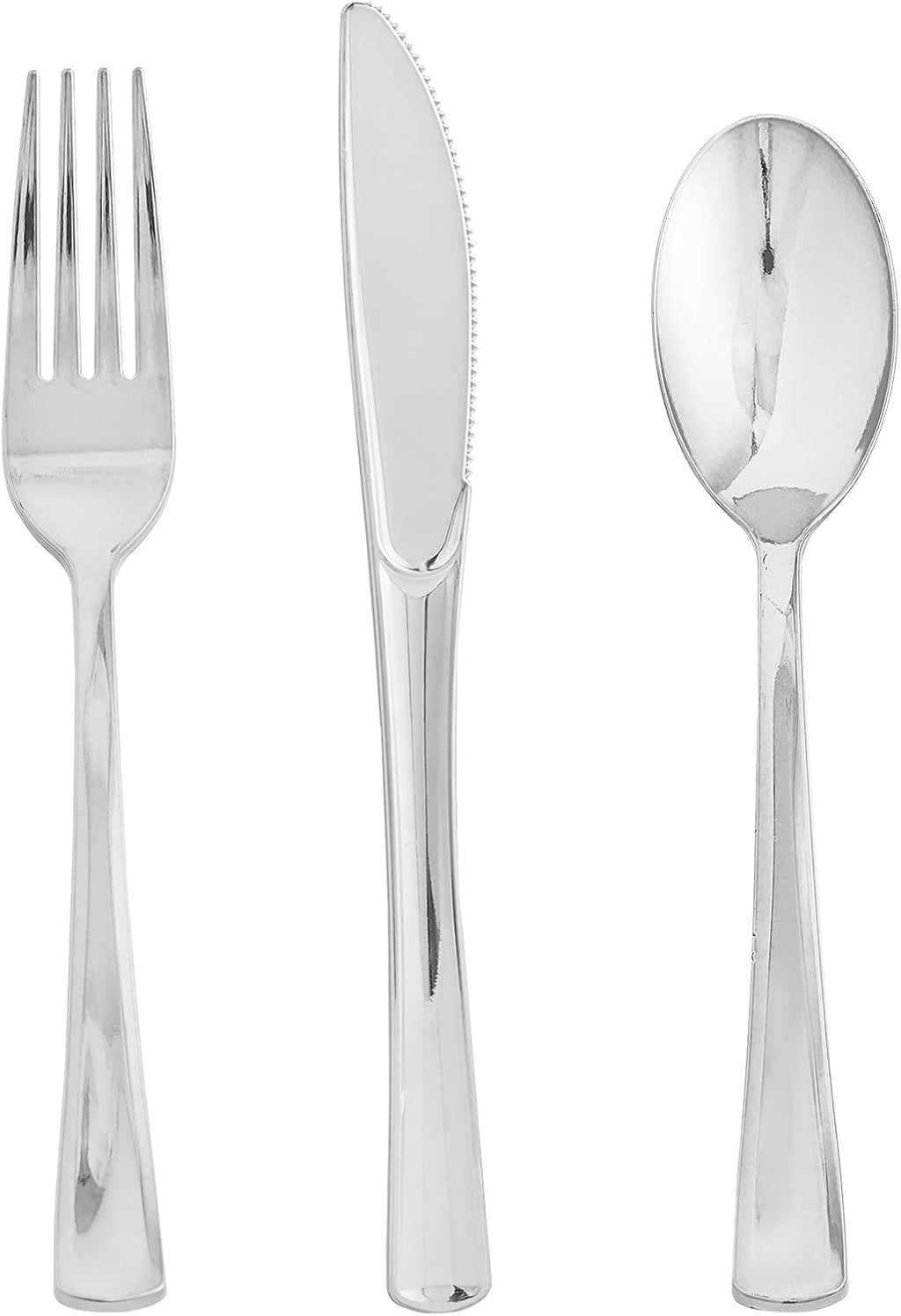 75 Pack Silver Plastic Silverware, Disposable Cutlery Set