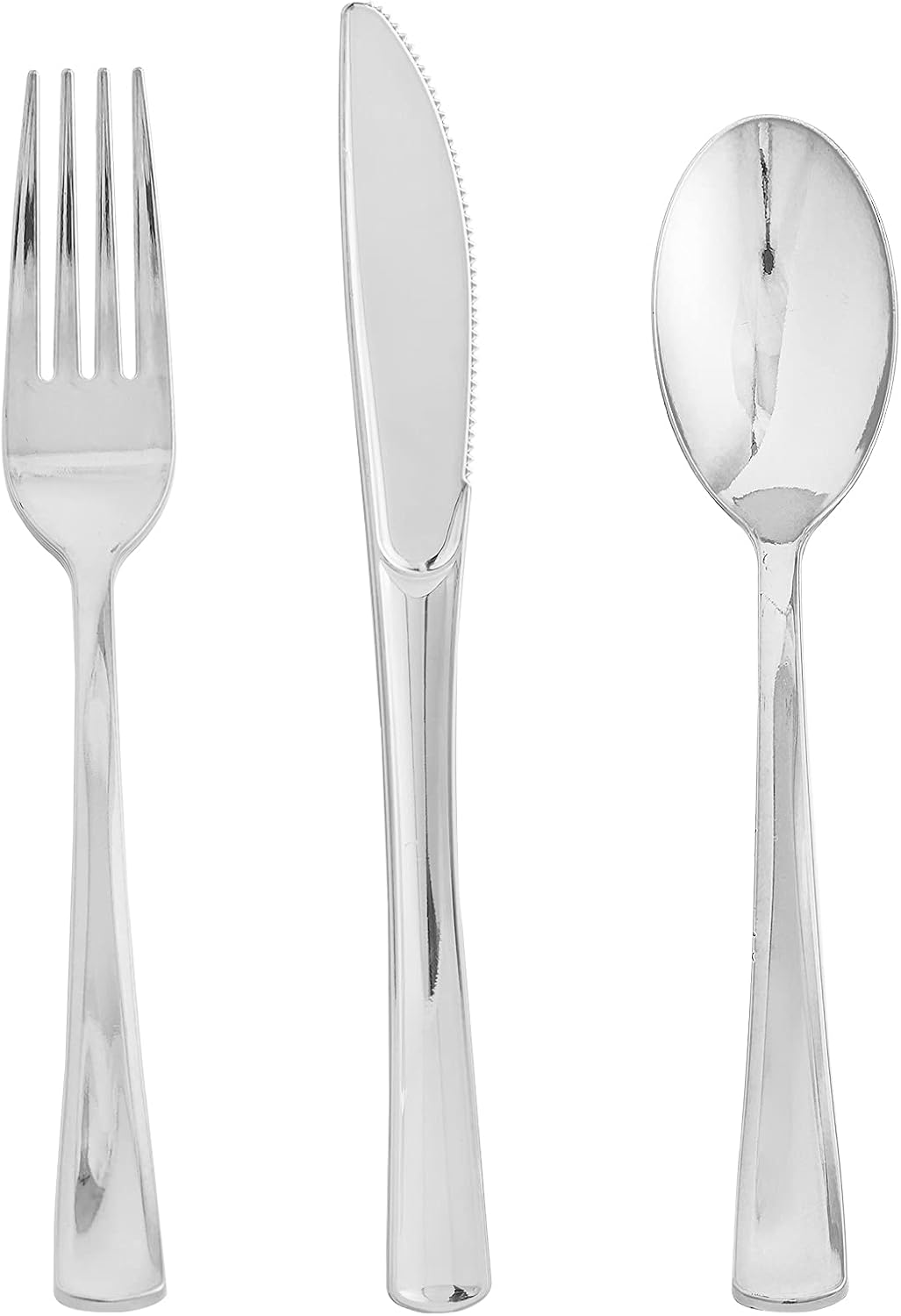 75 Pack Silver Plastic Silverware, Disposable Cutlery Set