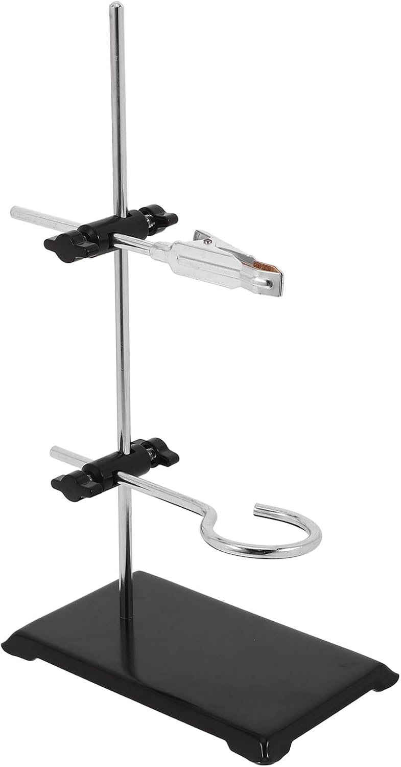 Laboratory Iron Stand Support Base Set with Flask Clamp and Retort Ring, Chemistry Test Tube Holder Lab Stand for