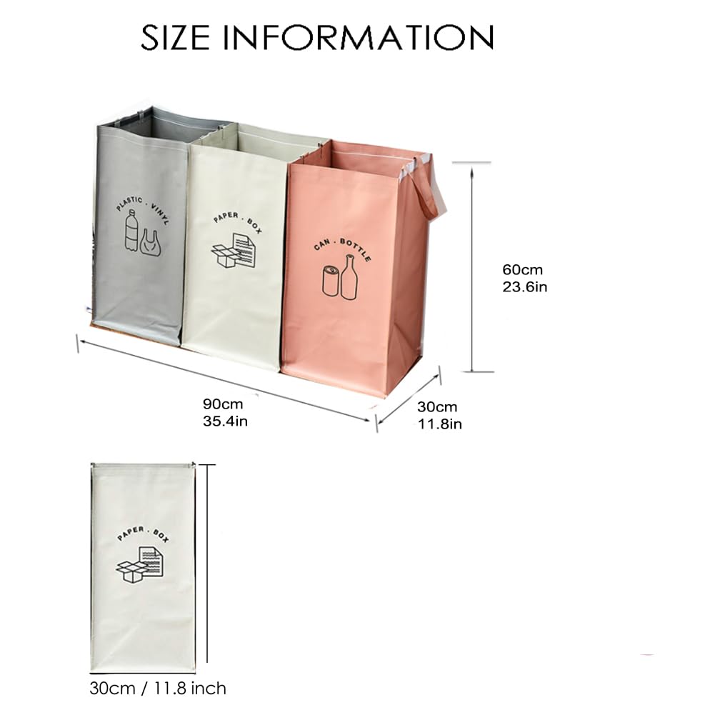 Separate Recycling Waste Bin Bags for Kitchen Home Recycle Garbage Trash Sorting Bins Organizer Waterproof Baskets