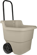 Garden Cart on Wheels, Taupe 15.5-Gallon Resin Outdoor Utility Yard Cart for Seniors, Lightweight 2 Wheel Wheelbarrow