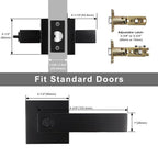 3 Pack Square Black Door Handles - Reversible Privacy Lever Keyless Interior Bed & Bath Handles