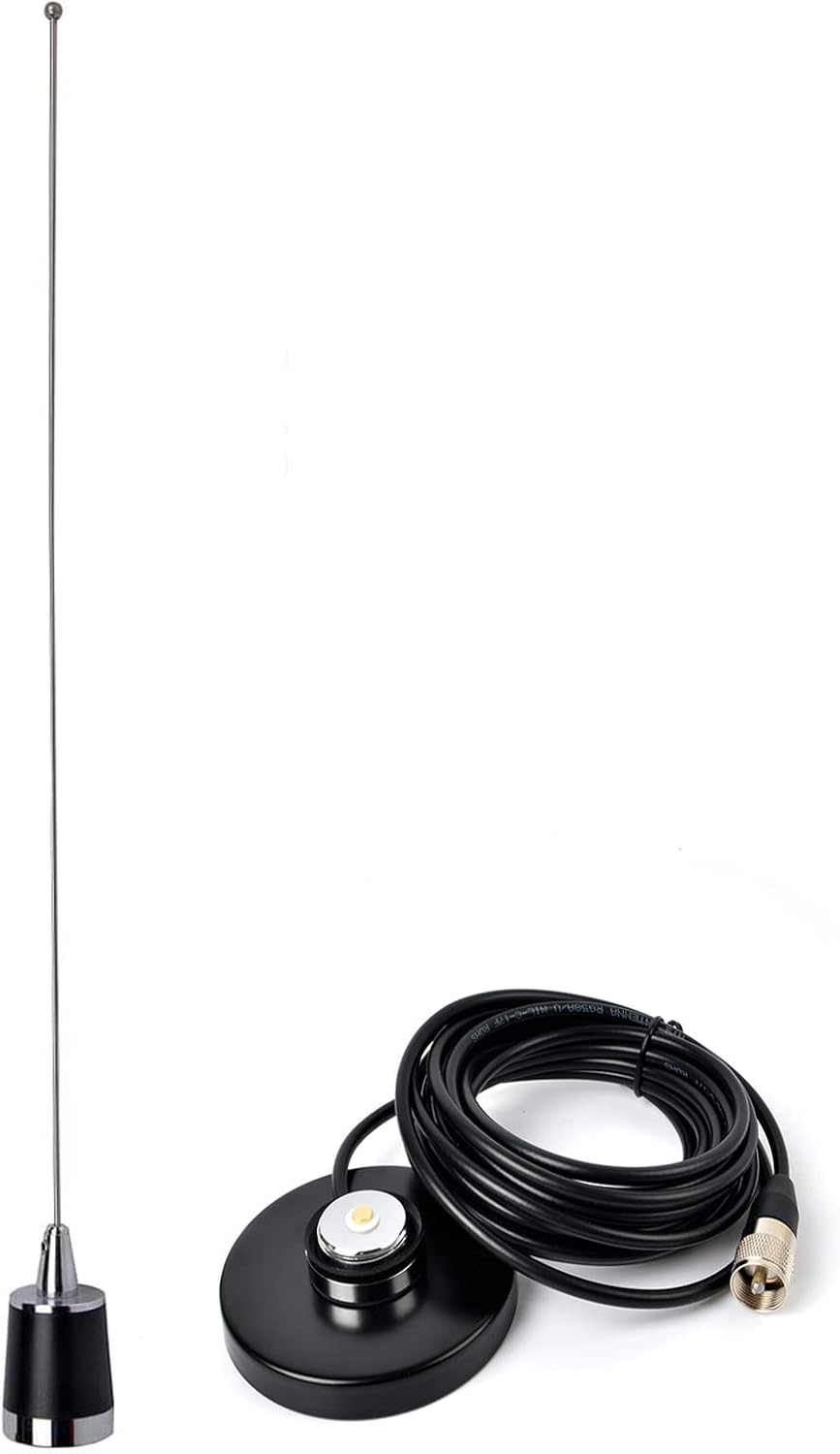 Amateur Pre-Tuned VHF/UHF Dual Band NMO Magnetic Mount Antenna | 100W Antenna,90mm/ 3.54" Magnetic Base W/5M(16.4ft)