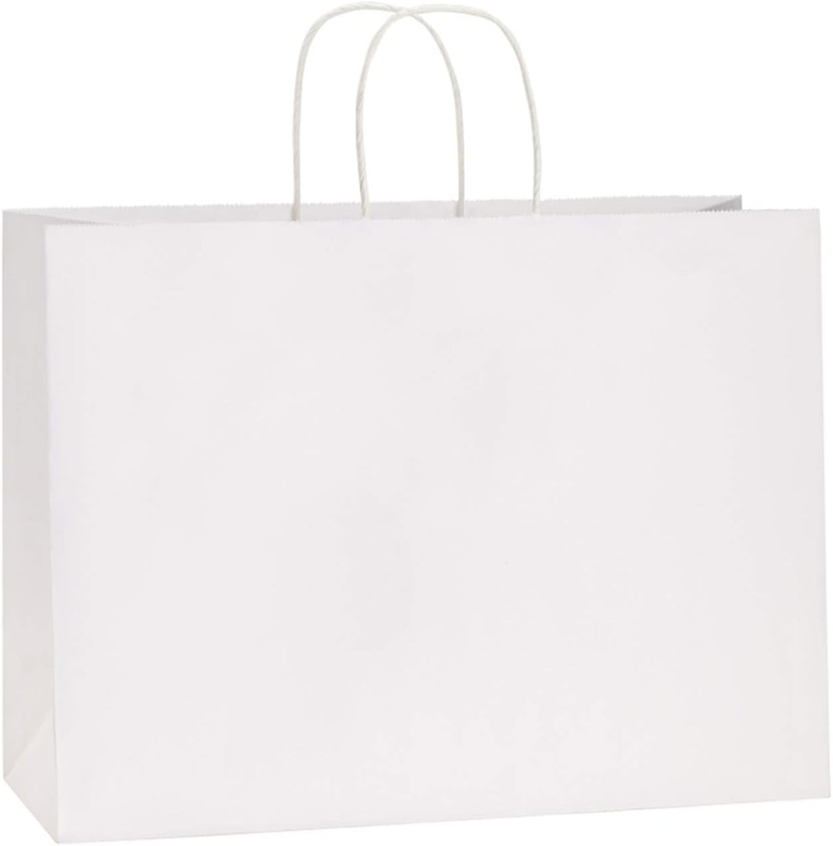 Kraft White Paper Bags with Handles 16x6x12 Inch Large 100Pcs Bulk