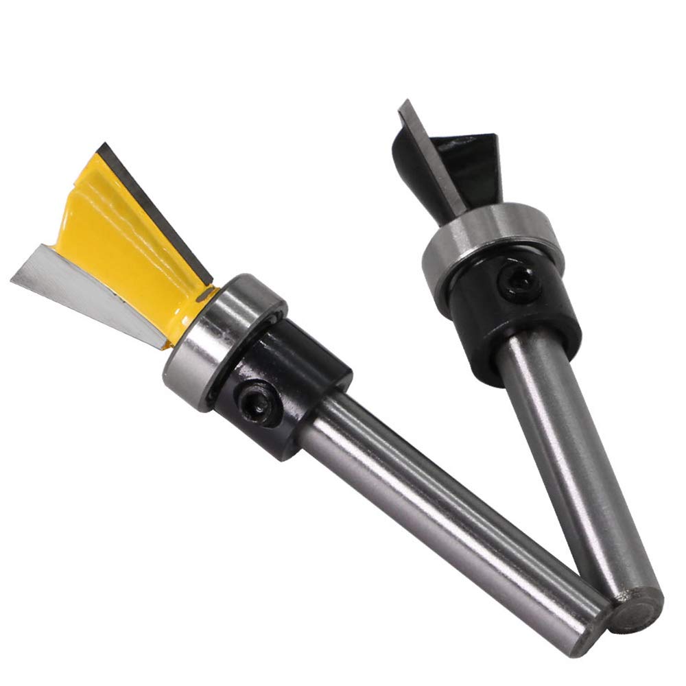 2Pcs 1/4 Inch Shank Dovetail Joint Router Bits with Bearing Guide Dovetail Jig Bit for Furniture Building Cabinet
