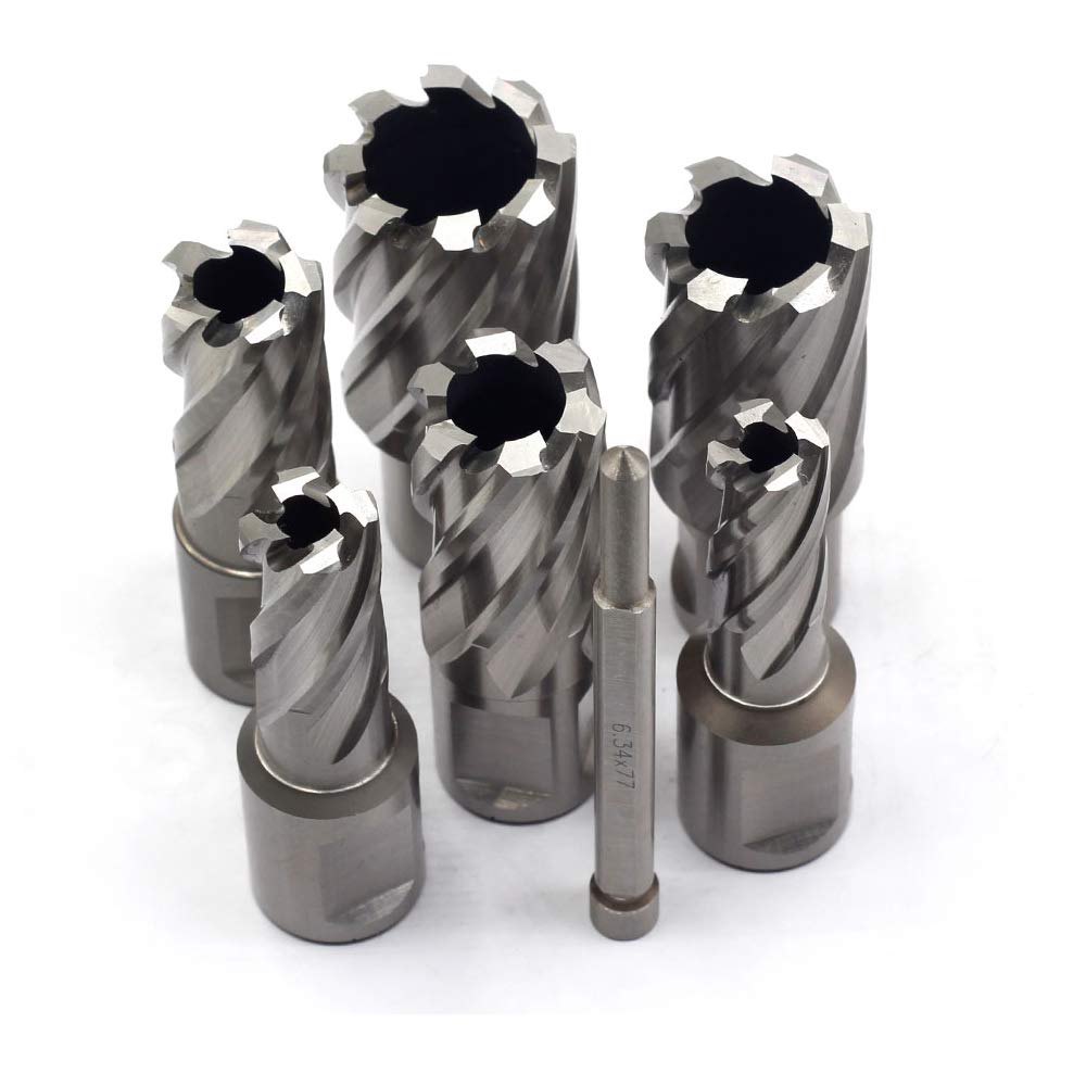 OSCARBIDE Annular Cutter Set 7pc, 1" Depth, 3/4" Weldon Shank