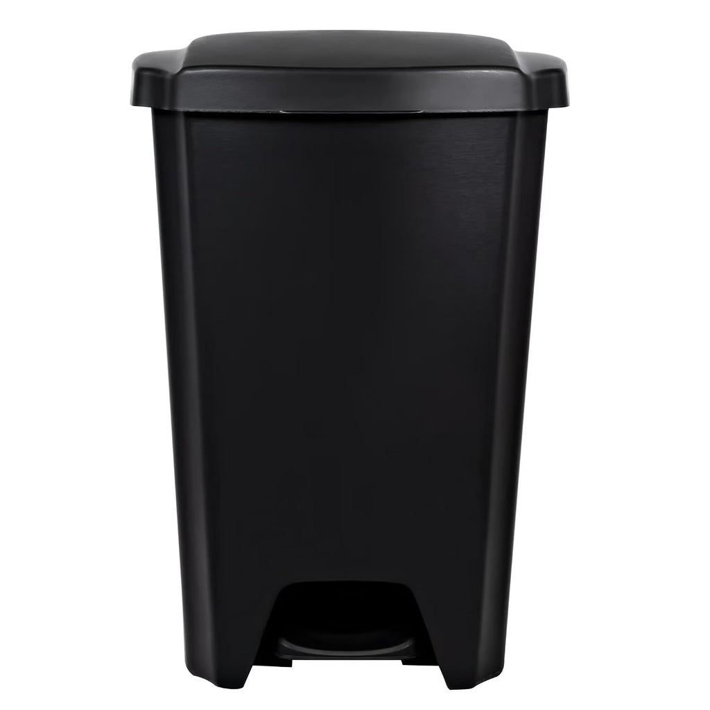 Kitchen Trash Can, 12.1 Gallon Plastic Step Garbage Bin with Foot Pedal Lid, Black